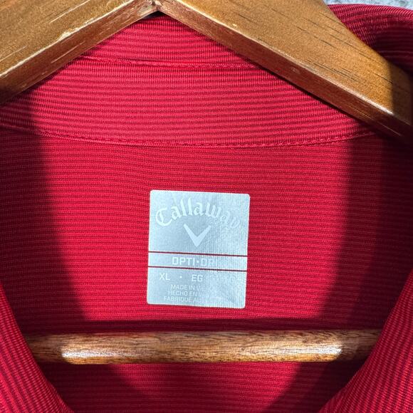 Callaway Mens Golf Stripe Polo XL Short Sleeve Red Opti Dri - Picture 4 of 9